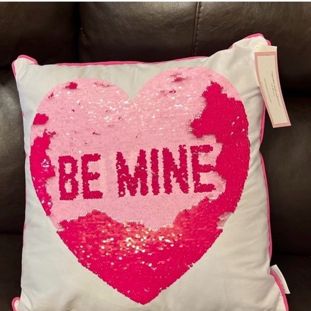 Pink Heart 'Be Mine' Sequin Pillow cupcakes and cashmere